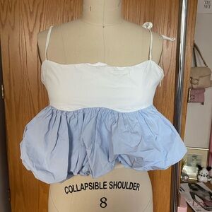 Elegant White and Light Blue Women's Crop Top